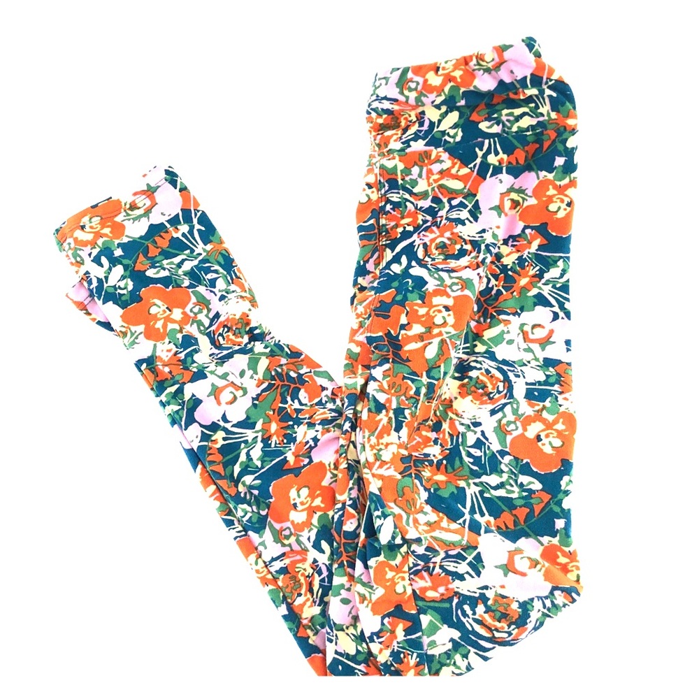 Orange teal lularoe leggings one size